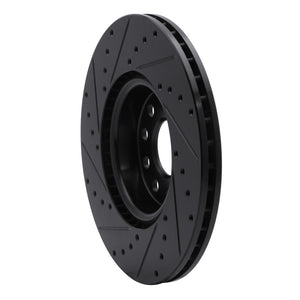 R1 2005-2025 Audi A3 Quattro Front Right Drilled & Slotted Black Brake Rotor