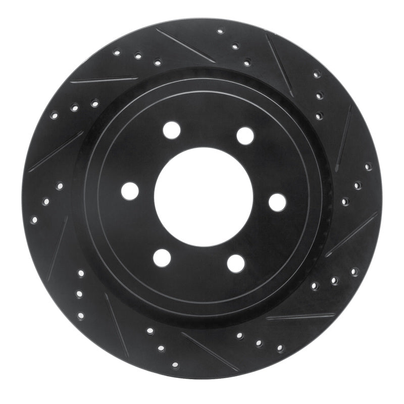 R1 15-17 Ford F-150 RWD Rear Right Drilled & Slotted Black Brake Rotor
