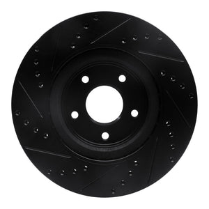 R1 2013-2025 Infiniti Q60 Front Right Drilled & Slotted Black Brake Rotor