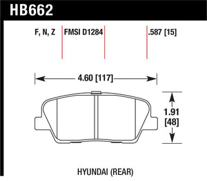 Hawk 10 Hyundai Genesis Coupe (w/o Brembo Breaks) HPS Street 15mm Rear Brake Pads