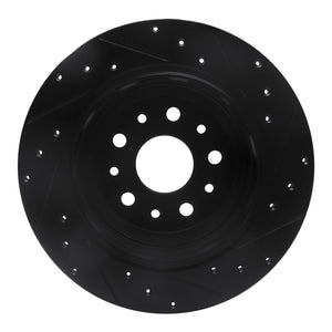 R1 18-25 Jeep Wrangler Rear Left Drilled & Slotted Black Brake Rotor