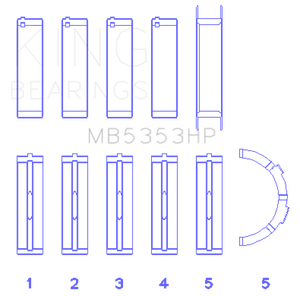 King Engine Bearings Ford 281 4.6L SOHC 16V Performance Main Bearing Set - Size STD