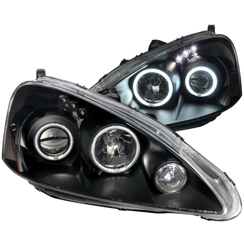 ANZO 2005-2006 Acura RSX Projector Headlights w/ Halo Black