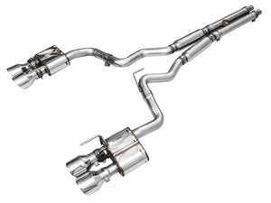 AWE 2024 Ford Mustang Dark Horse S650 RWD SwitchPath Cat-Back Exhaust w/ Quad Chrome Silver Tips