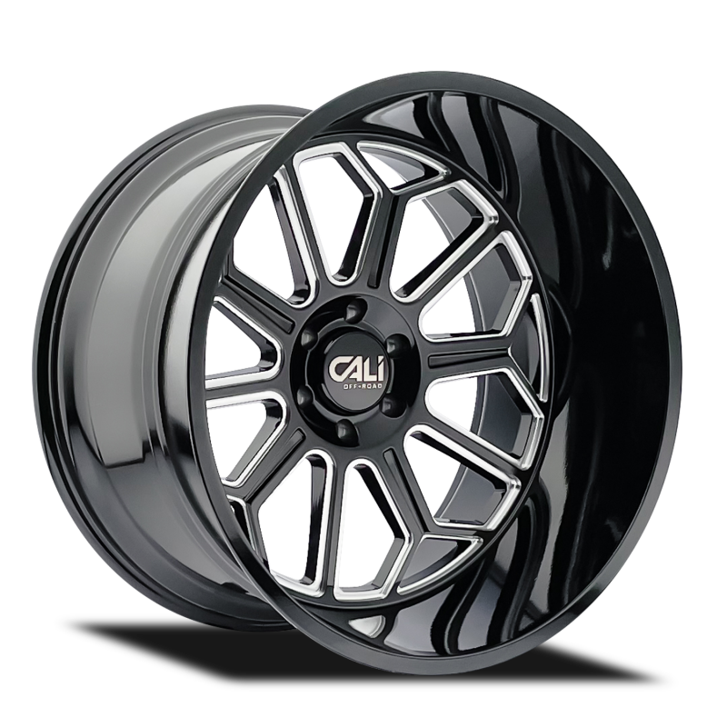 Cali Off-Road 9117 Auburn 22x12 / 8x170 BP / -51mm Offset / 125.2mm Hub Gloss Black Milled Wheel