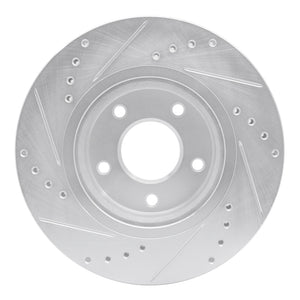 R1 14-23 Nissan Rogue Front Right Drilled & Slotted Silver Brake Rotor