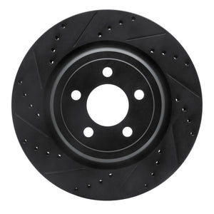 R1 06-23 Dodge Charger Rear Left Drilled & Slotted Black Brake Rotor