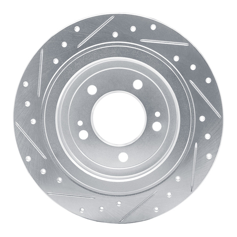 R1 17-25 Hyundai TUCSON Rear Right Drilled & Slotted Silver Brake Rotor
