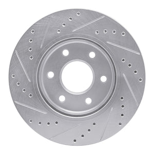 R1 05-21 Nissan Frontier Front Right Drilled & Slotted Silver Brake Rotor