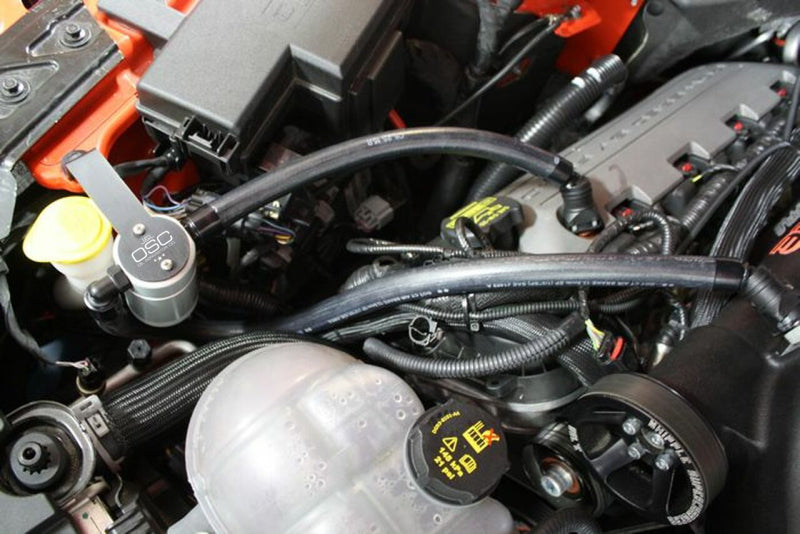 J&L 15-23 Ford Mustang GT/15-20 Ford Mustang GT350 Passenger Side Oil Separator 3.0 - Clear Anodized