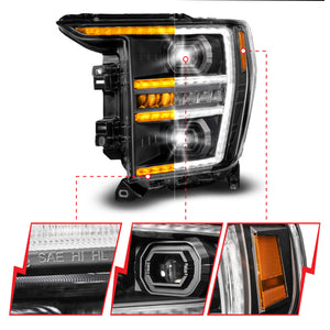 ANZO 21-23 Ford F150 LED Projector Headlight w/Switchback+Sequential - Black (Driver Side Only)