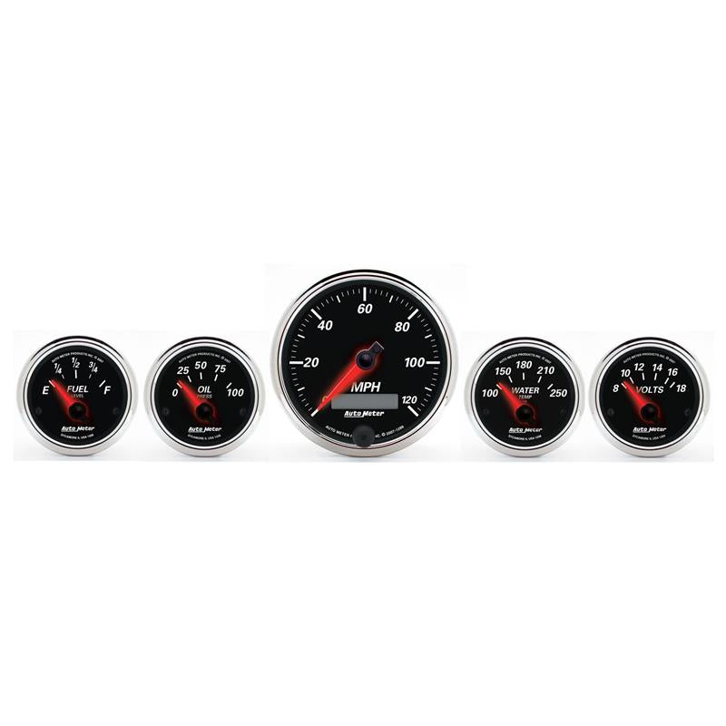 Autometer Designer Black II 3-3/8in and 2-21/16in 5 pc. Electric Speedometer Gauge