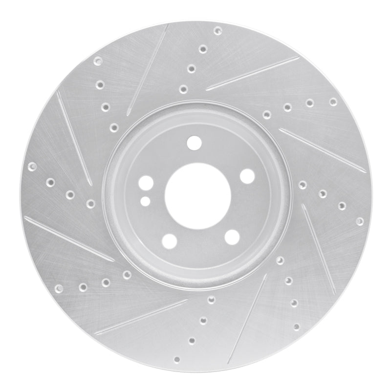 R1 15-23 Mercedes-Benz C350E Front Right Drilled & Slotted Silver Brake Rotor