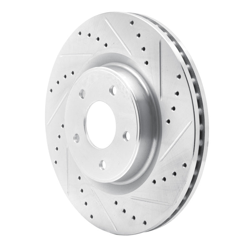 R1 13-25 Infiniti JX35 Front Right Drilled & Slotted Silver Brake Rotor
