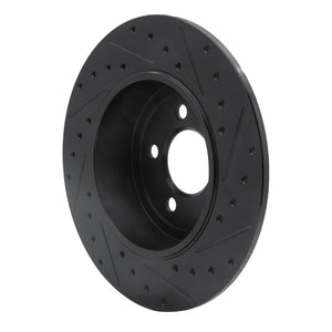 R1 05-23 Chrysler 300 Rear Left Drilled & Slotted Black Brake Rotor