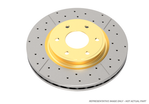 DBA 04-13 Mazda 3 2.0L Front Street Series Drilled & Slotted Rotor w/Gold Hat