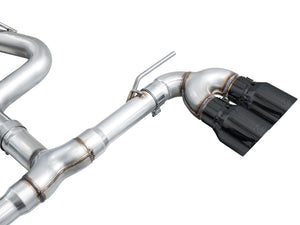 AWE Tuning MK8 Volkswagen Golf R 3in Track Edition Quad Exhaust - Diamond Black Tips
