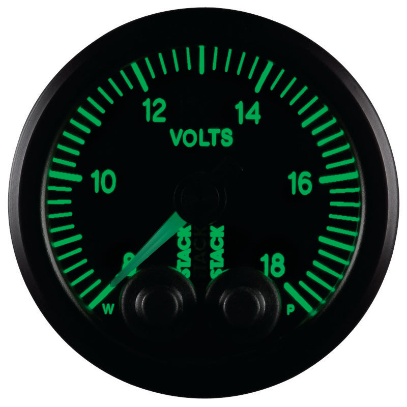 Autometer Stack 52mm 8-18V Pro-Control Battery Voltage Gauge -Black
