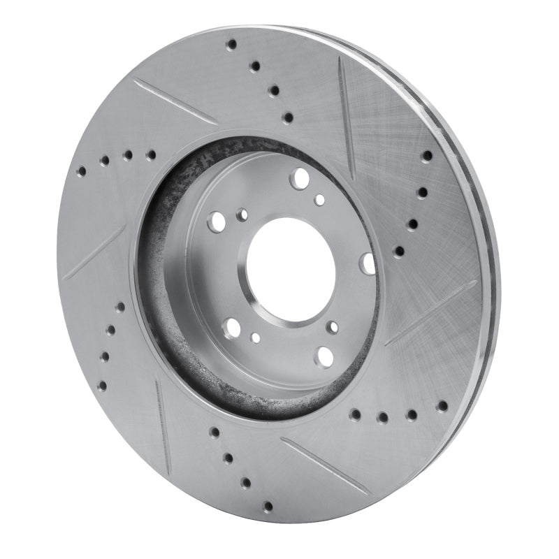 R1 13-25 Honda Civic Hatchback Front Left Drilled & Slotted Silver Brake Rotor