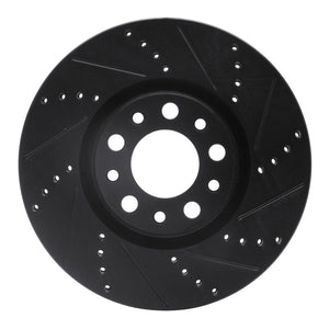 R1 2013-2023 Chrysler 200 Front Right Drilled & Slotted Black Brake Rotor