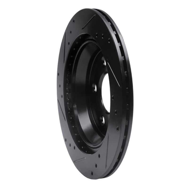 R1 94-04 Ford Mustang Rear Right Drilled & Slotted Black Brake Rotor