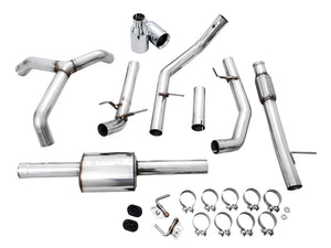 AWE Tuning 4th Gen GM 1500 5.3L 0FG Cat-Back Split Rear Exit (Flat Bumper) - Quad Chrome Tips