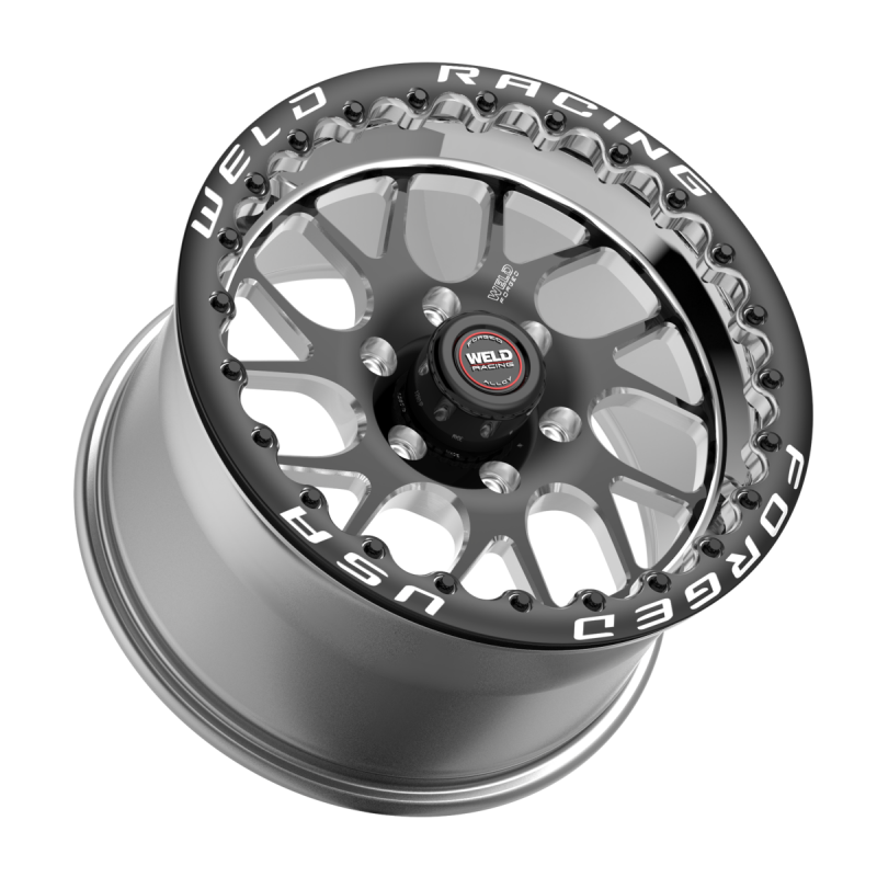 Weld S78 HD Beadlock 17x9.5/6x135/6.2 BS/3.54 HB - Black Center - Polished Shell - Black SBL Wheel