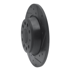 R1 05-18 Audi A3 Rear Right Drilled & Slotted Black Brake Rotor