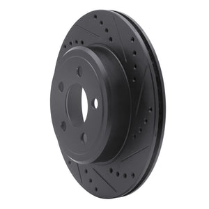 R1 05-23 Chrysler 300 Rear Right Drilled & Slotted Black Brake Rotor