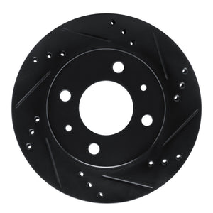 R1 98-12 Dodge ATOS (Mexico) Front Right Drilled & Slotted Black Brake Rotor