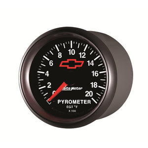 AutoMeter Gauge Pyrometer (Egt) 2-1/16in. 2000 Deg. F Stepper Motor Chevy Red Bowtie Black
