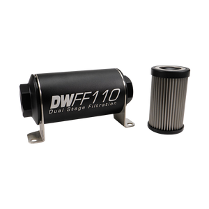 DeatschWerks Stainless Steel 5 Micron Universal Inline Fuel Filter Housing Kit (110mm)