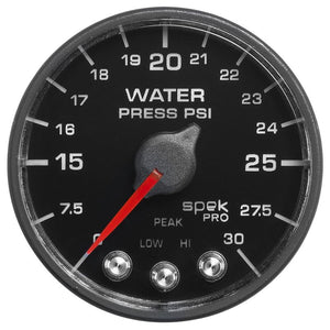 Autometer Spek-Pro - Nascar 2-1/16in Water Press 0- 30 psi Bfb