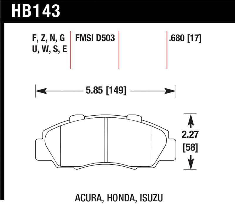 Hawk Acura / Honda / Isuzu DTC-30 Race Front Brake Pads