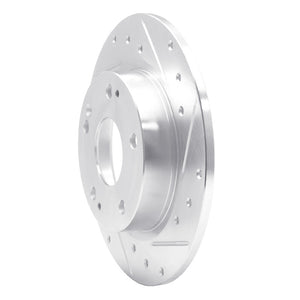 R1 16-25 Honda Civic Hatchback Rear Right Drilled & Slotted Silver Brake Rotor