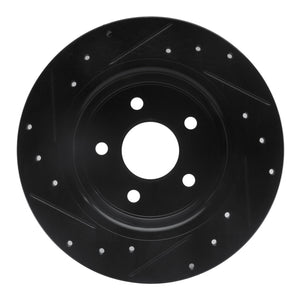 R1 06-07 Mazda 6 Rear Right Drilled & Slotted Black Brake Rotor