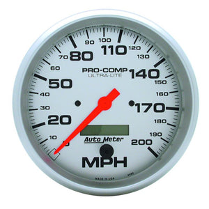 Autometer Speedometer 5in - 200 MPH Electric Program w/ LCD Odometer Ultra- Lite