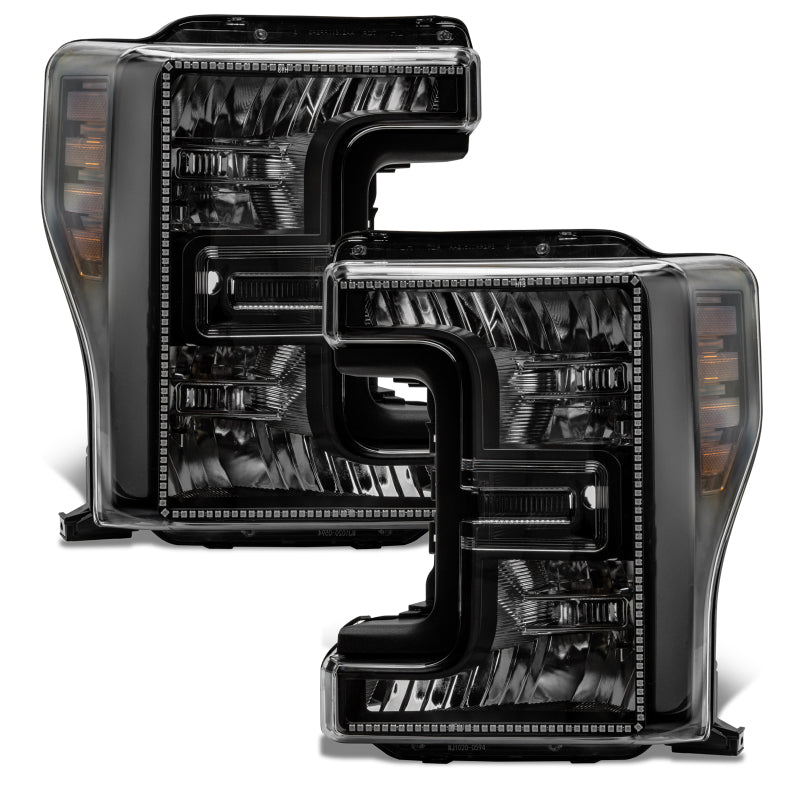 Oracle 17-19 Ford F-250 SD Dynamic Pre-Assembled Headlights - Halogen - Black Edition -