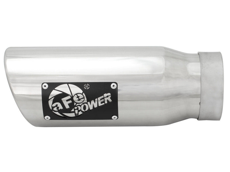 aFe MACH Force-Xp Universal Exhaust Tip 3-1/2Inlet x 4-1/2IN Outlet x 12IN L Polished Left Side Exit