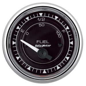 AutoMeter Chrono 2-1/16in 0E 240E-33F Ohm Electric Fuel Level Gauge - Chrome