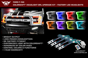 Oracle 15-17 Ford F-150 Headlight DRL Upgrade Kit - ColorSHIFT w/ Simple Controller