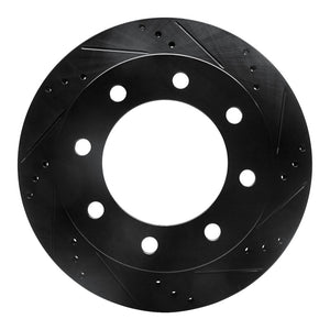R1 99-05 Ford F-350 Super Duty 2WD Rear Right Drilled & Slotted Black Brake Rotor