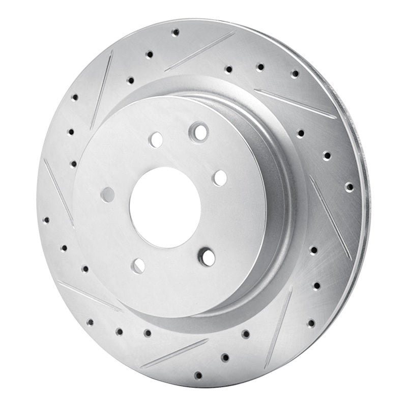 R1 03-08 Infiniti G35 Rear Left Drilled & Slotted Silver Brake Rotor
