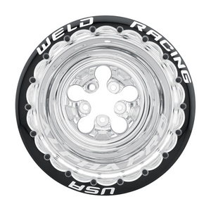 Weld Alpha-1 Pro 15x14 / 5x4.75 / 2 BS / 3.18 HB - Black Center - Polished Shell - DBL MT Wheel