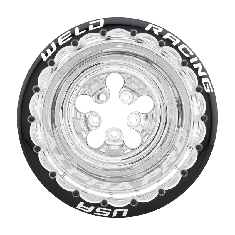 Weld Alpha-1 Pro 15x14 / 5x4.75 / 2 BS / 3.18 HB - Black Center - Polished Shell - DBL MT Wheel