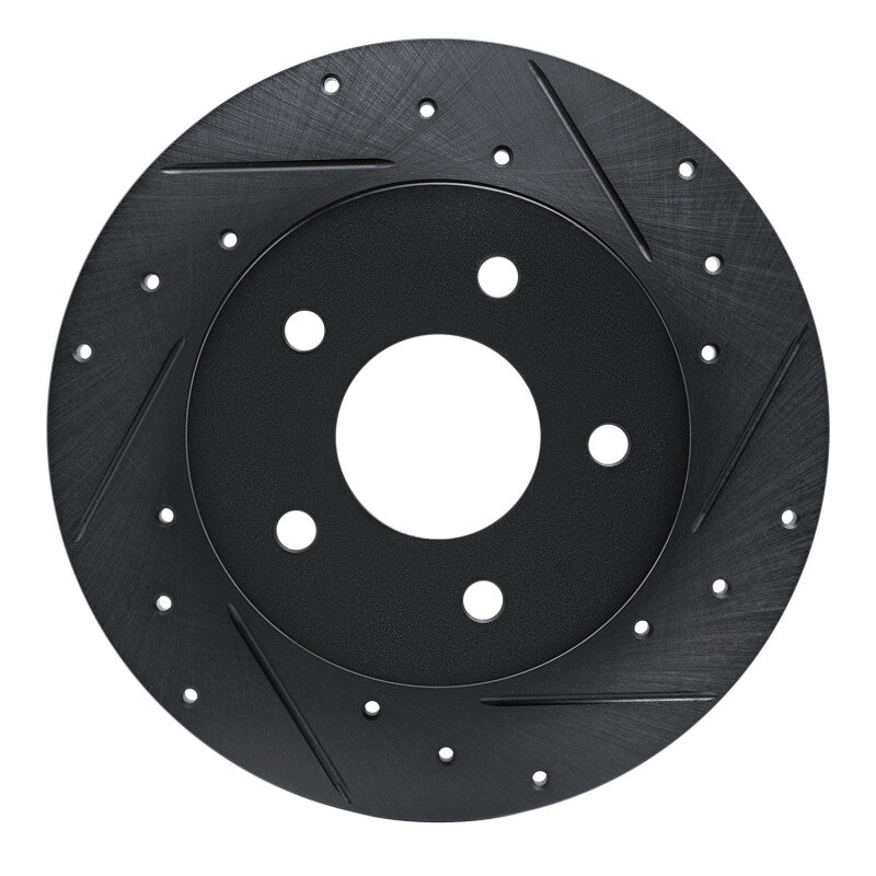 R1 19-25 Nissan Kicks Rear Right Drilled & Slotted Black Brake Rotor