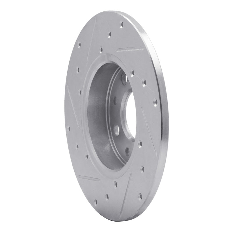 R1 13-19 Fiat 500E Rear Right Drilled & Slotted Silver Brake Rotor