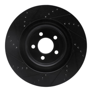 R1 05-23 Chrysler 300 Front Right Drilled & Slotted Black Brake Rotor