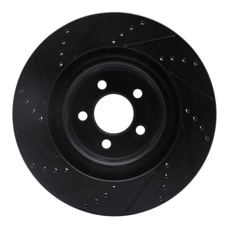 R1 05-23 Chrysler 300 Front Right Drilled & Slotted Black Brake Rotor
