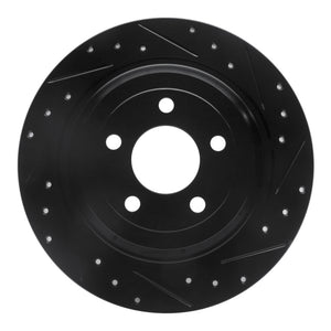 R1 15-23 Ford Mustang Rear Right Drilled & Slotted Black Brake Rotor